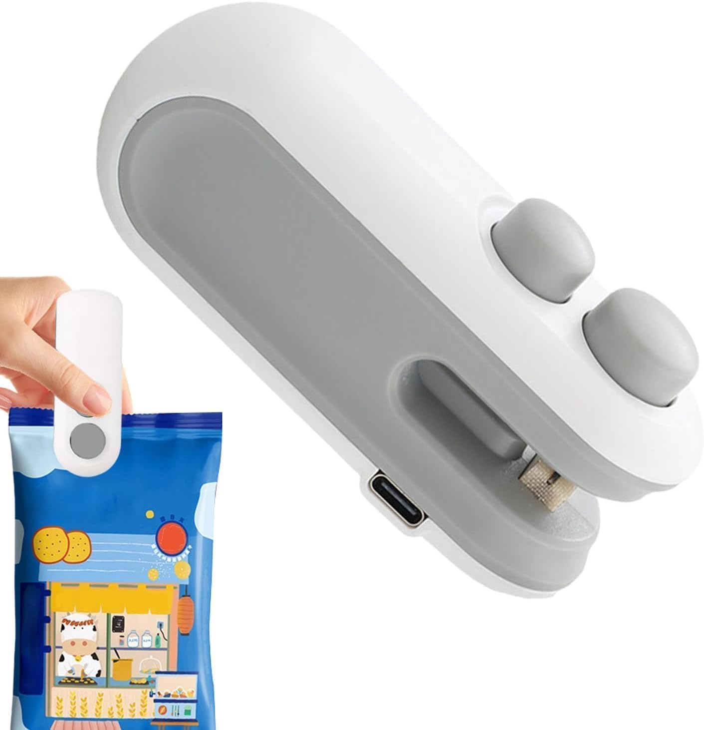 TheKaamChor Portable Bag Sealing Machine – Handheld, Rechargeable 2-in-1 Bag Sealer & Cutter