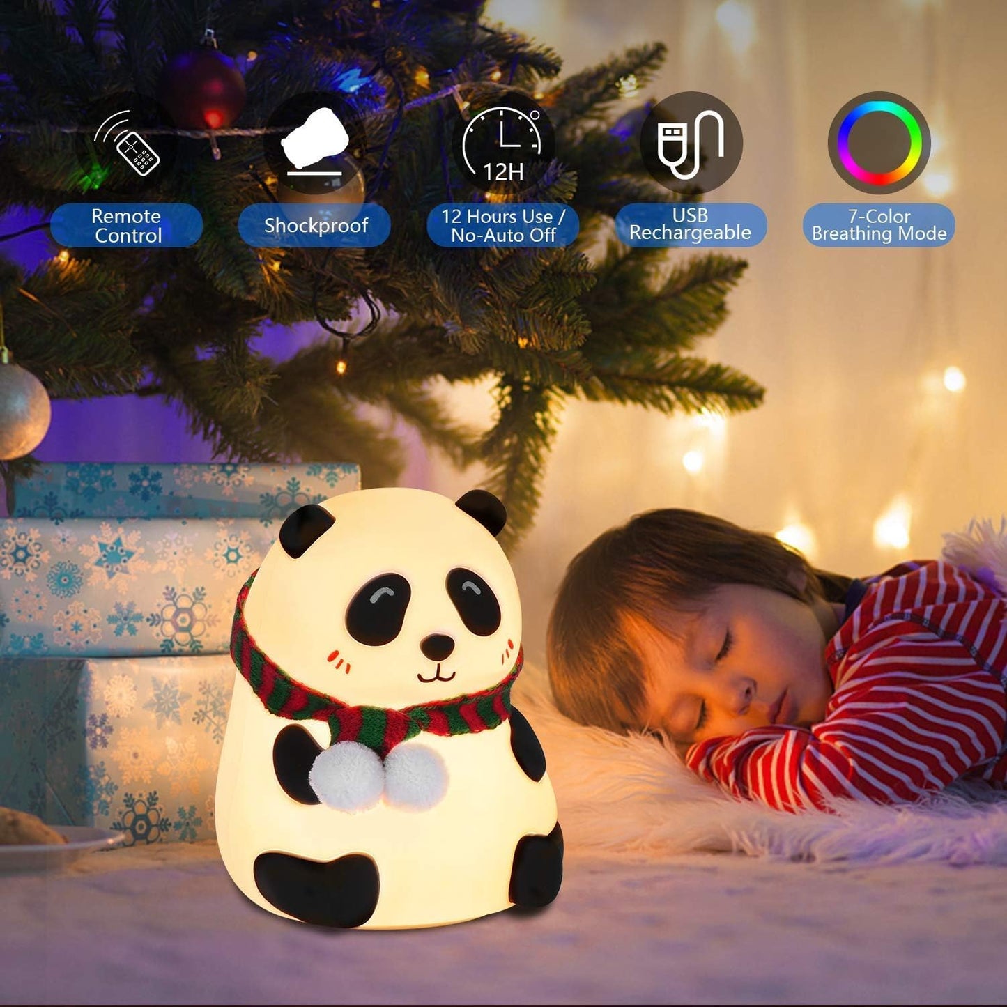 TheKaamChor Touch Silicone Panda Night Light Rechargeable Multicolor