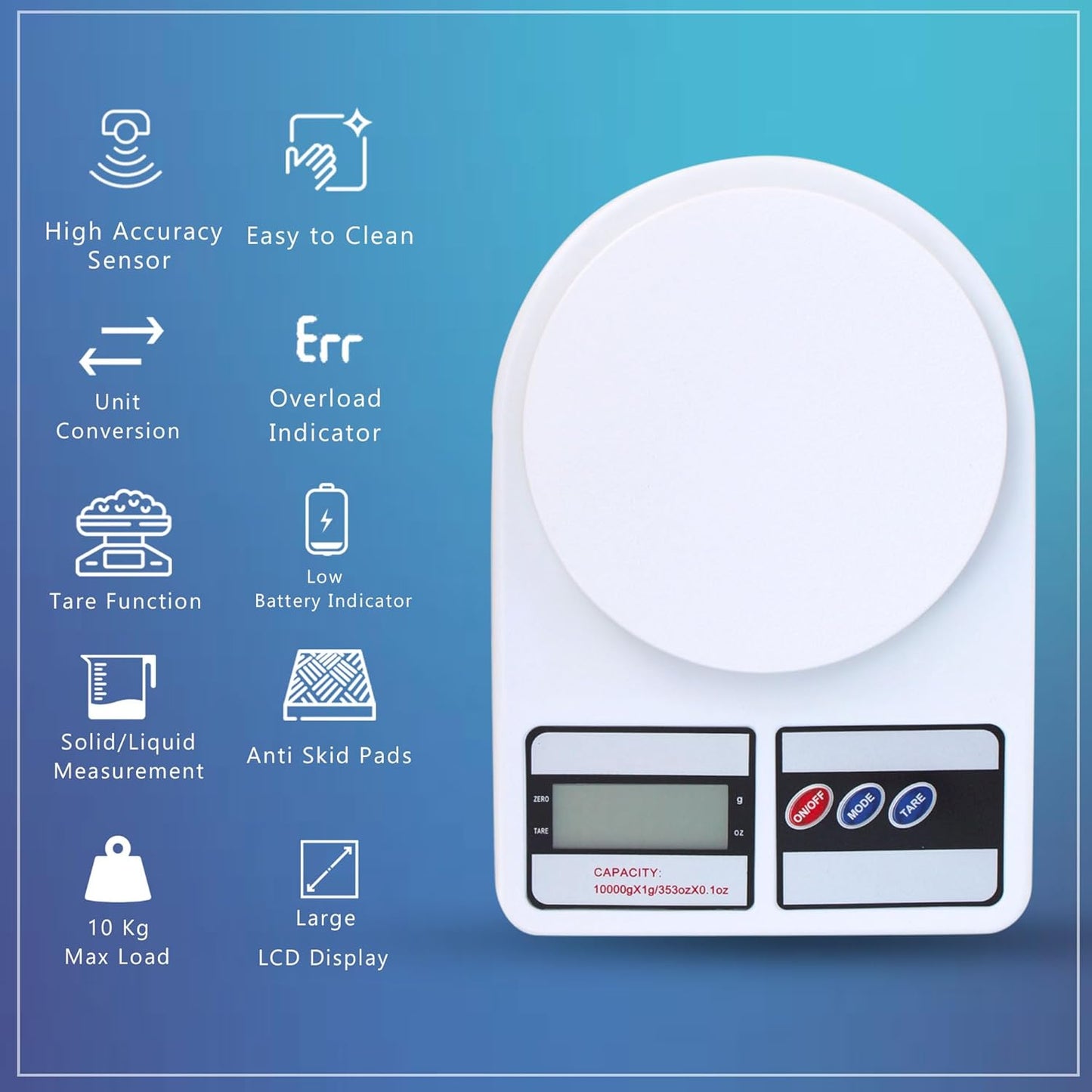 TheKaamChor Digital Kitchen Scale – Slim, Reliable, 10 kg Weight Machine with LCD & Batteries Included