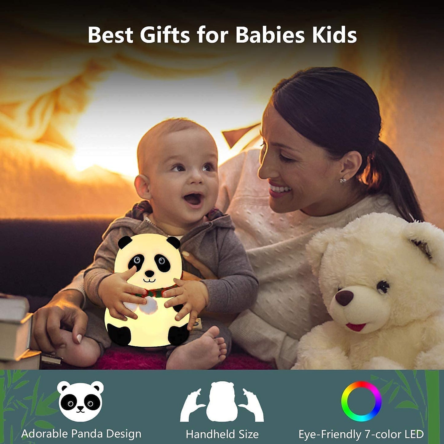 TheKaamChor Touch Silicone Panda Night Light Rechargeable Multicolor