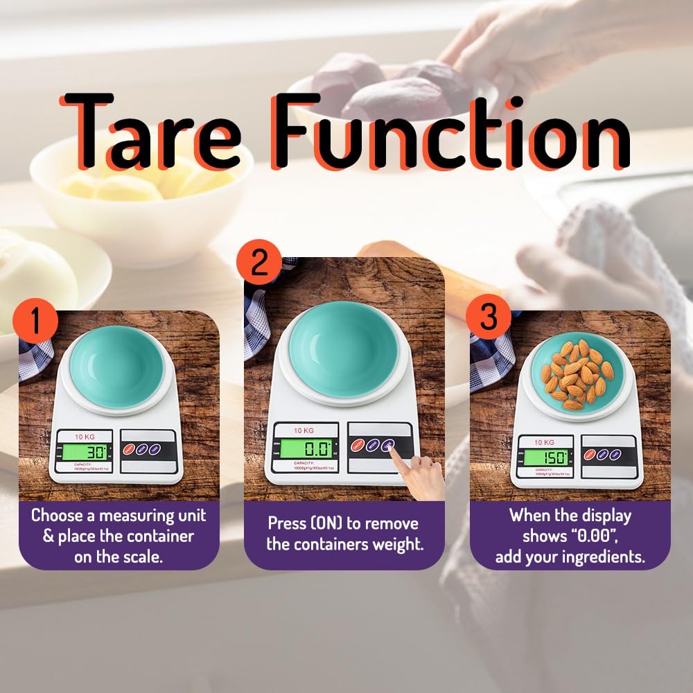 TheKaamChor Digital Kitchen Scale – Slim, Reliable, 10 kg Weight Machine with LCD & Batteries Included