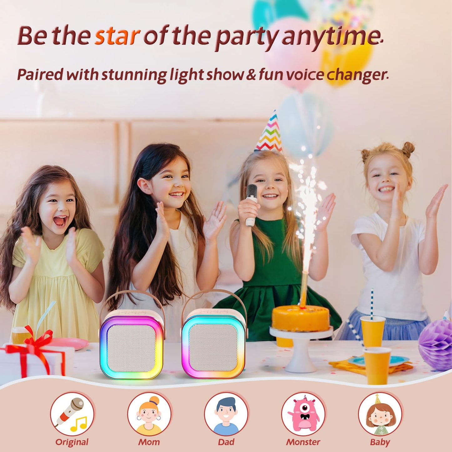 TheKaamchor – Colorful Karaoke Sound System with Mic & LED Lights