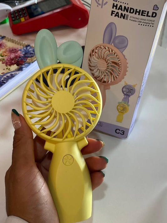 TheKaamchor – Handheld Bunny Ear Mini Fan | USB Rechargeable & Travel-Friendly