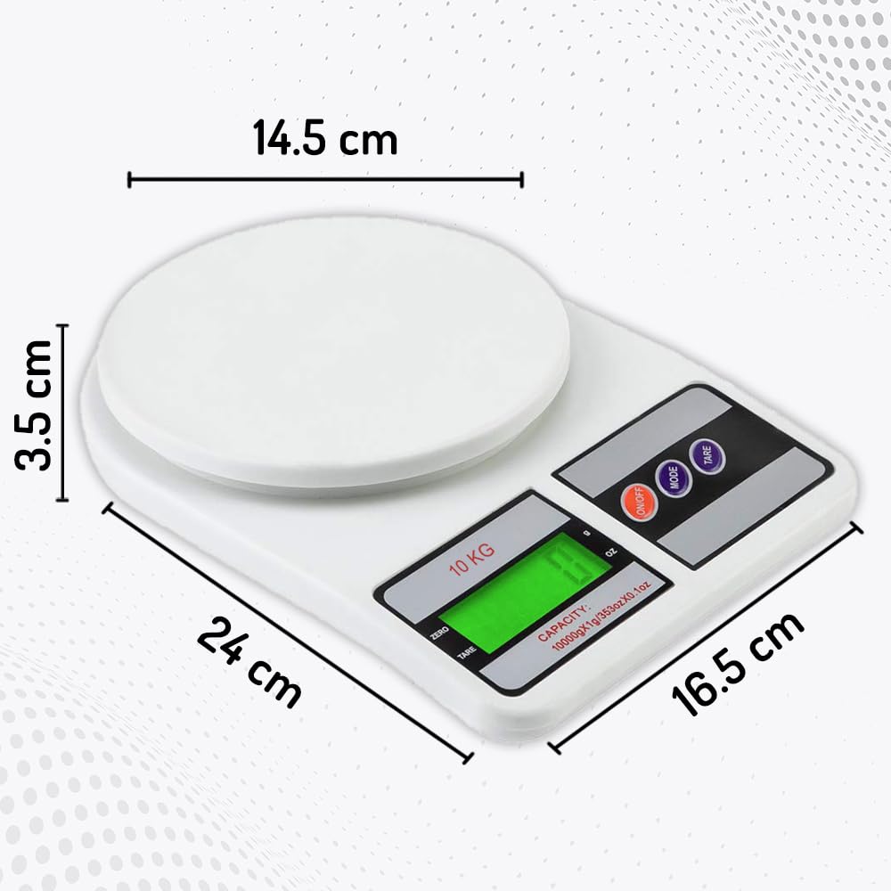 TheKaamChor Digital Kitchen Scale – Slim, Reliable, 10 kg Weight Machine with LCD & Batteries Included