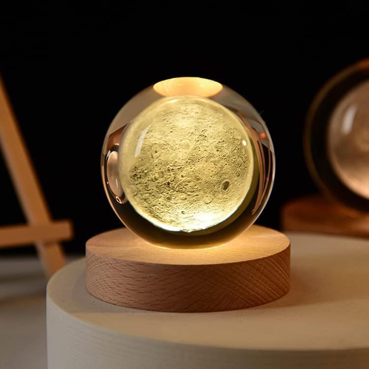 TheKaamchor - Moon Crystal Ball Lamp with Wooden Base