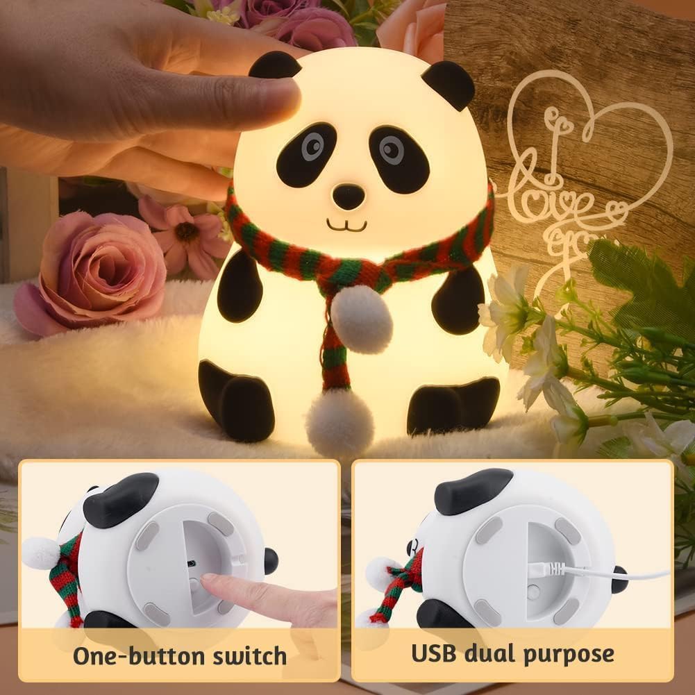 TheKaamChor Touch Silicone Panda Night Light Rechargeable Multicolor